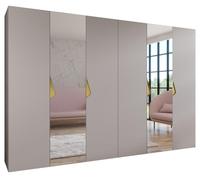 ABIKSMEBLE - Armadio per abiti - 300 x 202 x 52 cm - Armadio con appendiabiti e specchio, 6 ante - per camera da letto, corridoio - SANDI, Cashmere, Maniglia Oro