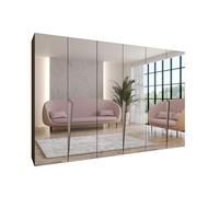 ABIKSMEBLE - Armadio per abiti - 300 x 202 x 52 cm - Armadio con appendiabiti e specchio, 6 ante - per camera da letto, corridoio - PIANO, Noce della Warmia, Maniglia Cashmere