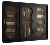 ABIKSMEBLE - Armadio per Camera da Letto - LxAxP 200x250x62cm - Armadio con Ante Scorrevoli in Vetro Fumé, 2 Aste e Ripiani - Stile Boho, Scandinavo - BAHRAJN 3 - Nero