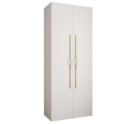 ABIKSMEBLE COMO 2 Armadio a 2 Ante - Guardaroba - Armadio Appendiabiti - Armadio Portaoggetti per Camera da Letto, Camera dei Ragazzi, Cameretta dei Bambini - 245,5x100x50cm - Bianco, Bianco, Oro