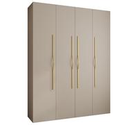 ABIKSMEBLE COMO 2 Armadio a 4 Ante - Guardaroba - Armadio Appendiabiti - Armadio Portaoggetti per Camera da Letto, Camera dei Ragazzi, Cameretta dei Bambini - 245,5x190x50cm - Cashmere, Cashmere, Oro