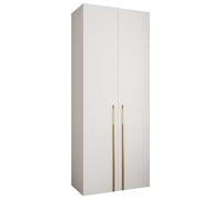 ABIKSMEBLE COMO 3 Armadio a 2 Ante - Guardaroba - Armadio Appendiabiti - Armadio Portaoggetti per Camera da Letto, Camera dei Ragazzi, Cameretta dei Bambini - 245,5x100x50cm - Bianco, Bianco, Oro