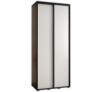 ABIKSMEBLE Davos 1 100 Armadio da Camera Doppio Scorrevole - Armadio Moderno con Asta e Ripiani - 235,2 x 100 x 45 cm - Nero Bianco Nero