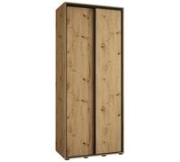 ABIKSMEBLE Davos 1 110 Armadio da Camera Doppio Scorrevole - Armadio Moderno con Asta e Ripiani - 235,2 x 110 x 60 cm - Artisan Artisan Nero