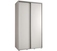 ABIKSMEBLE Davos 1 130 Armadio da Camera Doppio Scorrevole - Armadio Moderno con Asta e Ripiani - 235,2 x 130 x 60 cm - Bianco Bianco Argento