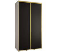 ABIKSMEBLE Davos 1 130 Armadio da Camera Doppio Scorrevole - Armadio Moderno con Asta e Ripiani - 235,2 x 130 x 60 cm - Bianco Nero Oro