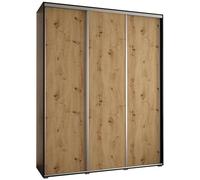 ABIKSMEBLE Davos 1 200 Armadio da Camera Terzo Scorrevole - Armadio Moderno con Asta e Ripiani - 235,2 x 200 x 45 cm - Nero Artisan Argento