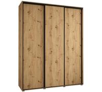 ABIKSMEBLE Davos 1 200 Armadio da Camera Terzo Scorrevole - Armadio Moderno con Asta e Ripiani - 235,2 x 200 x 45 cm - Artisan Artisan Nero