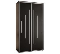 ABIKSMEBLE Davos 12 130 Armadio da Camera Doppio Scorrevole - Armadio Moderno, Asta e Ripiani - 235,2x130x45 cm Nero Nero Argento