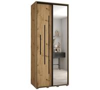 ABIKSMEBLE Davos 13 100 Armadio da Camera Doppio Scorrevole - Armadio Moderno con Specchio, Asta e Ripiani - 235,2x100x60 cm Artisan Artisan Nero