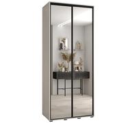 ABIKSMEBLE Davos 2 100 Armadio da Camera Doppio Scorrevole - Armadio Moderno, Asta e Ripiani - 235,2x100x45 cm - Bianco Bianco Nero