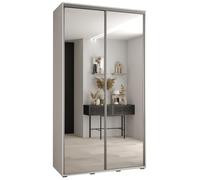 ABIKSMEBLE Davos 2 140 Armadio da Camera Doppio Scorrevole - Armadio Moderno, Asta e Ripiani - 235,2x140x60 cm - Bianco Bianco Argento