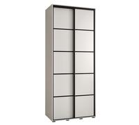 ABIKSMEBLE Davos 4 100 Armadio da Camera Doppio Scorrevole - Armadio Moderno, Asta e Ripiani - 235,2x100x45 cm Bianco Bianco Nero