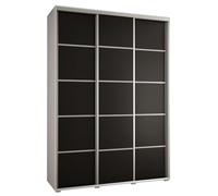 ABIKSMEBLE Davos 4 170 Armadio da Camera Terzo Scorrevole - Armadio Moderno, Asta e Ripiani - 235,2x170x45 cm Bianco Nero Argento