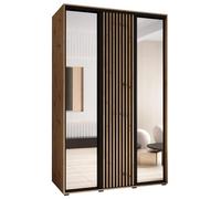 ABIKSMEBLE Lanko 2 Armadio a Tre Ante Scorrevoli con Specchio, Barra, Ripiani - Armadio Moderno per Camera da Letto, Soggiorno - 235,2x160x60 cm - Artisan Nero Artisan