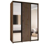 ABIKSMEBLE Lanko 2 Armadio a Tre Ante Scorrevoli con Specchio, Barra, Ripiani - Armadio Moderno per Camera da Letto, Soggiorno - 235,2x180x60 cm - Artisan Nero Artisan