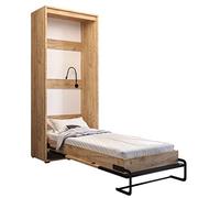 ABIKSMEBLE Letto nell'armadio 90 x 200 cm verticale, letto a scomparsa, letto per camera da letto, camera dei giovani, moden design (rovere Craft oro + nero)