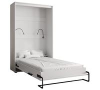 ABIKSMEBLE Letto nell'armadio Home 120 x 200 cm verticale, letto a scomparsa, letto per camera da letto, camera dei giovani, moden design (bianco opaco + bianco opaco)