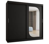 ABIKSMEBLE LUCY 200 Armadio con Tre Ante Scorrevoli per Camera da Letto - Armadio Moderno con Asta Appendiabiti e Ripiani - 200x200x62 cm (LxAxP) - Nero opaco