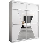 ABIKSMEBLE Maroko 200 Armadio a Due Ante Scorrevoli per Camera da Letto - Armadio Moderno con Specchio, Appendiabiti e Ripiani - 200x240x62 cm - Bianco Opaco con Prolunga