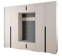 ABIKSMEBLE Set di mobili Inova 1 - Armadio moderno - per camera da letto, soggiorno, ingresso, cameretta - Mobile contenitoreper Vestirsi - 236,7x300x47cm - Bianco, Manila 16, Nero