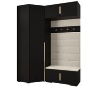 ABIKSMEBLE Set di mobili Inova 1 - Armadio moderno - per camera da letto, soggiorno, ingresso, cameretta - Mobile contenitoreper Vestirsi - 236,7x181,7x47cm - Nero, Manila 02, Oro