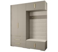 ABIKSMEBLE Set di mobili Inova 1 - Armadio moderno - per camera da letto, soggiorno, ingresso, cameretta - Mobile contenitoreper Vestirsi - 236,7x200x47cm - Cashmere, Manila 02, Oro
