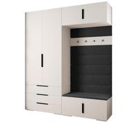 ABIKSMEBLE Set di mobili Inova 1 - Armadio moderno - per camera da letto, soggiorno, ingresso, cameretta - Mobile contenitoreper Vestirsi - 236,7x200x47cm - Bianco, Manila 18, Nero