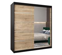 ABIKSMEBLE Verona 2 180 Armadio da Camera a Due Ante Scorrevoli - Armadio Moderno con Specchio, Barra e Ripiani - 180x200x62 cm (L x A x P) - Colore