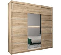 ABIKSMEBLE Verona 2 250 Armadio da Camera a Due Ante Scorrevoli - Armadio Moderno con Specchio, Barra e Ripiani - 250x240x62 cm (L x A x P) - Sonoma con Estensione