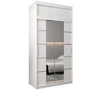 ABIKSMEBLE Verona 4 120 Armadio da Camera a Due Ante Scorrevoli - Armadio Moderno con Specchio, Barra e Ripiani - 120x240x62 cm (L x A x P) - Bianco Opaco con Estensione