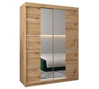 ABIKSMEBLE Verona 4 150 Armadio da Camera a Due Ante Scorrevoli - Armadio Moderno con Specchio, Barra e Ripiani - 150x200x62 cm (L x A x P) - Artisan
