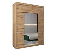 ABIKSMEBLE Verona 4 180 Armadio da Camera a Due Ante Scorrevoli - Armadio Moderno con Specchio, Barra e Ripiani - 180x240x62 cm (L x A x P) - Artisan con Estensione