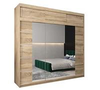 ABIKSMEBLE Verona 4 250 Armadio da Camera a Due Ante Scorrevoli - Armadio Moderno con Specchio, Barra e Ripiani - 250x240x62 cm (L x A x P) - Sonoma con Estensione