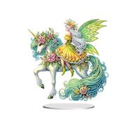 Abillyn Bellissimo kit di ornamenti da tavolo con motivo fatina dei fiori, fai da te, 5D, con unicorno, decorazione per la casa e la scrivania (fatina dei fiori 4)