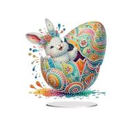 Abillyn Kit di ornamenti da tavolo con coniglietto e uova di Pasqua con diamanti 5D, decorazione fai da te per la casa e la scrivania (Bunny 2)