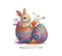 Abillyn Kit di ornamenti da tavolo con coniglietto e uova di Pasqua con diamanti 5D, fai da te, decorazione per la casa e la scrivania (coniglietto 1)