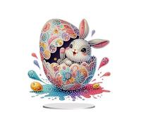 Abillyn Kit di ornamenti da tavolo con coniglietto e uova di Pasqua con diamanti 5D, fai da te, decorazione per la casa e la scrivania (Bunny 4)