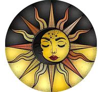 Abillyn - Kit per punto croce, motivo sole e luna, colore: nero e giallo stampato con motivo stampato (sole e luna)