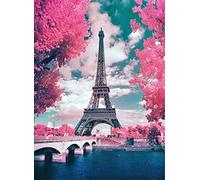 Abillyn - Kit per ricamo a punto croce, motivo: Parigi City Landscape Torre Eiffel, con motivo stampato (Torre Eiffel)