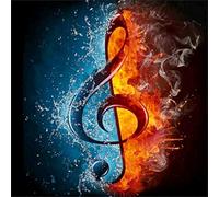 Abillyn - Kit per ricamo a punto croce, note musicali, con stampa su ghiaccio e fuoco, con motivo stampato (nota musicale)