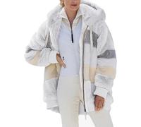 ABINGOO Giacca Donna Invernale Pile Cappotto con Cappuccio Zip Caldo Felpa | Cerniera Giubbotto Pelliccia Giacche Casual Parka Sciolto Giaccone Peluche Pecora Jacket Casa Cappotti