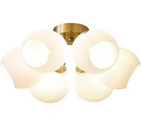 Abinlina Elegant Brushed Brass Semi Flush Mount Ceiling Light Glass Lampshade - Contemporary Sputnik Design for Living Room and Dining Room(60CM)