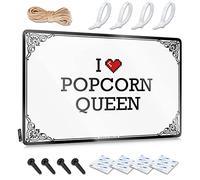 Abipuir Stuff for Boys Room I Love Popcorn Queen Targa in latta accessori per la camera da letto dei ragazzi decorazione hippie (colore: colore, dimensioni: 20 x 30 cm)