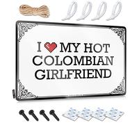 Abipuir Zerbino autunnale per interni "I Love My Hot Colombian Girlfriend" cartello in latta fattoria tappeto da bagno decorazione per la casa per gli uomini (colore: colore, dimensioni: 20 x 30 cm)