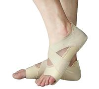 ABIRAM Calze da yoga senza dita antiscivolo e cinghie, per pilates, sbarra, balletto, bikram, allenamento da donna, Beige, Large