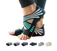 ABIRAM Calzini da yoga senza dita antiscivolo impugnature e cinghie per pilates, barre, balletto, bikram, allenamento per le donne, Verde, Medium