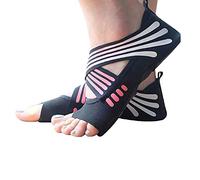 ABIRAM - Calzini da yoga senza dita, con grip antiscivolo e cinghie, per pilates, barre, danza classica, bikram e allenamento, nero, XX-Large