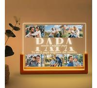 ABirdon Cornice Foto Collage Personalizzata con Luce Notturna,Targa in Acrilico Personalizzata con Foto per la Festa del Papà, Compleanno per Donna, Uomo, Mamma, Bambini, Famiglia e Amici