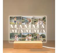 ABirdon Regali Personalizzati per la Mamma dalla Figlia, Idee Regalo di San Valentino o Compleanno dal Figlio, Cornice Foto Collage con Luce Notturna